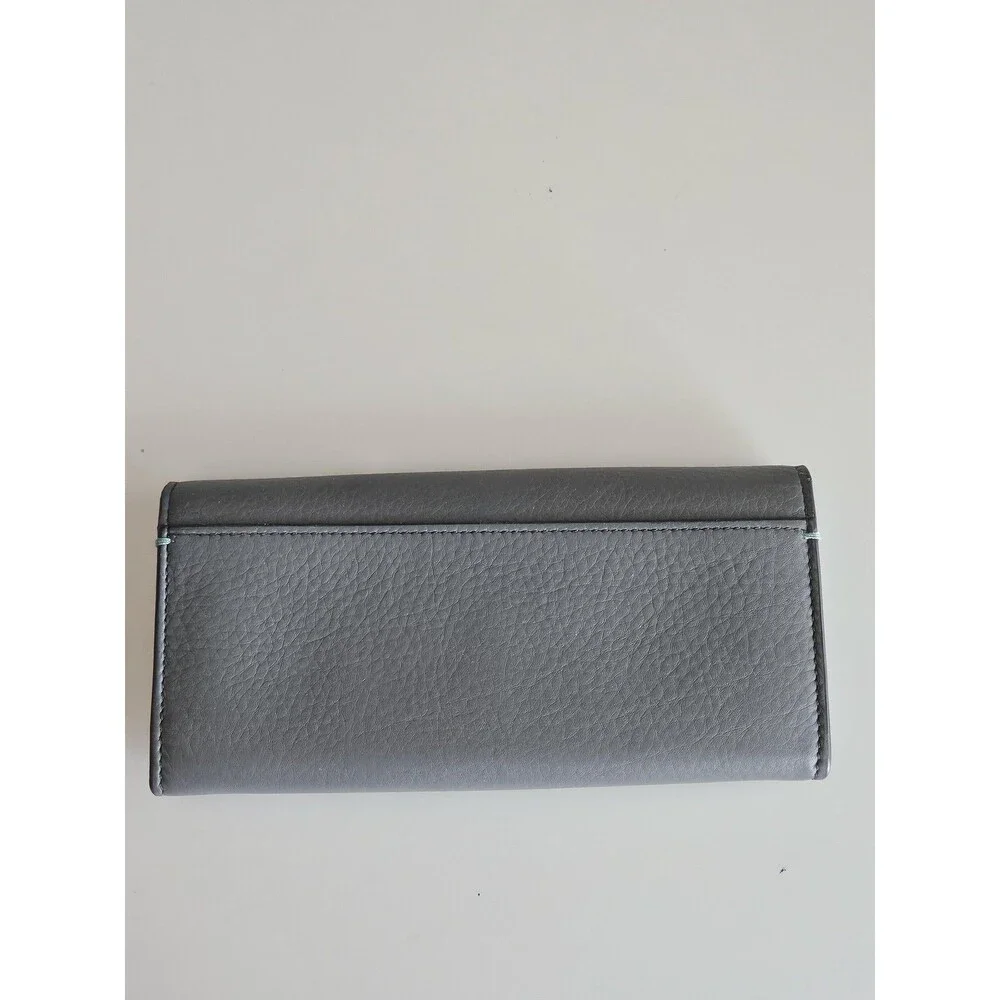 Tiffany & Co Wallet Womens 8x4 Gray Leather Continental Zip Flap Italy